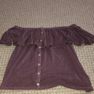 Purple American Eagle Off the Shoulder Top